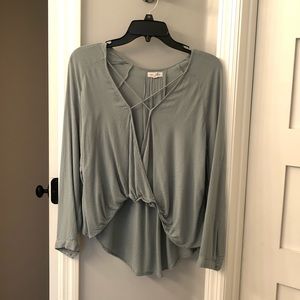 Silence + Noise Surplice Criss Cross Front Top